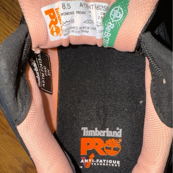 Timberland Women Anti-Fatigue Steel-toed black/pink shoe size 8.5 - Picture 8 of 8